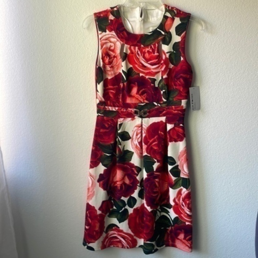 NWT Enfocus studio dress red roses floral size 4